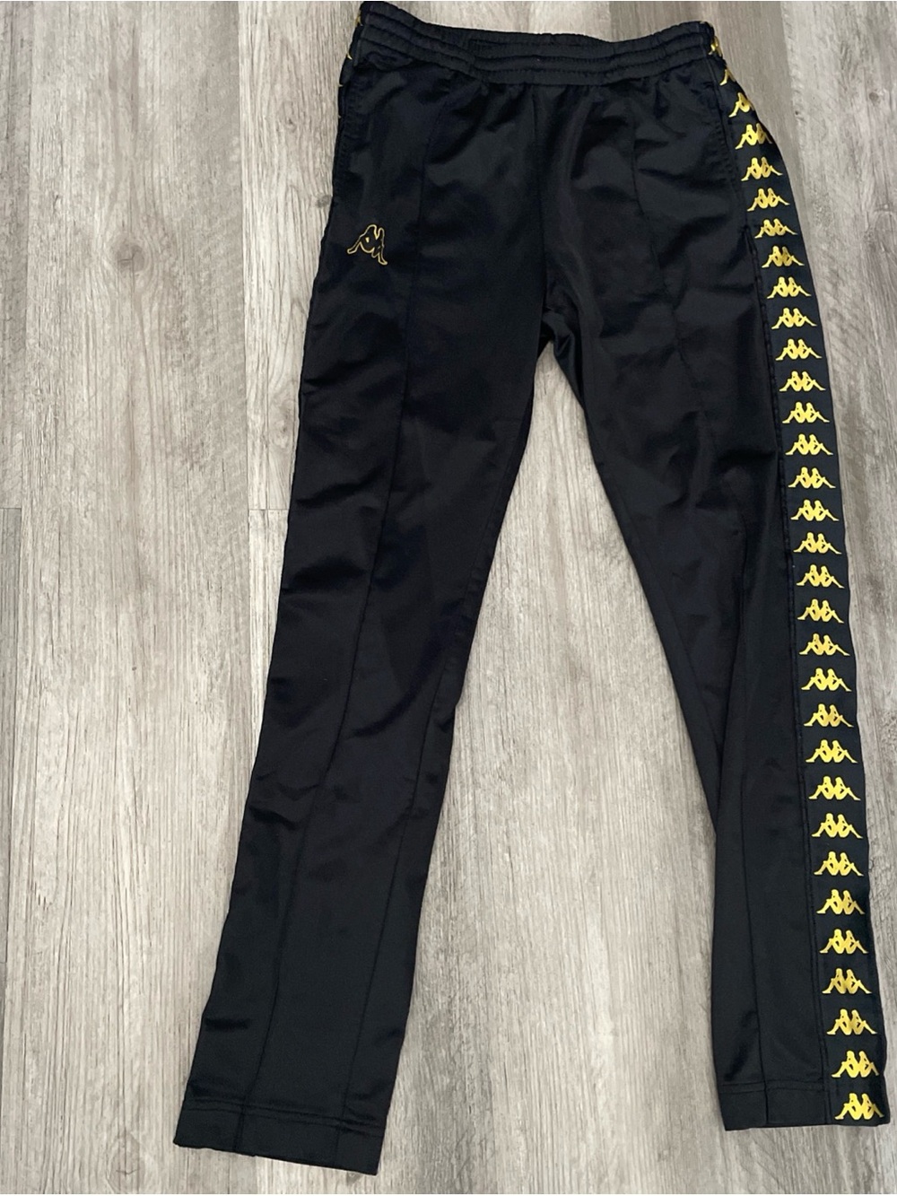 Y2K Vintage 90’s Kappa Bands Black And Gold Track Pants Logo Embroidered Size m